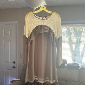 Hayden Cream and Tan Lace Dress